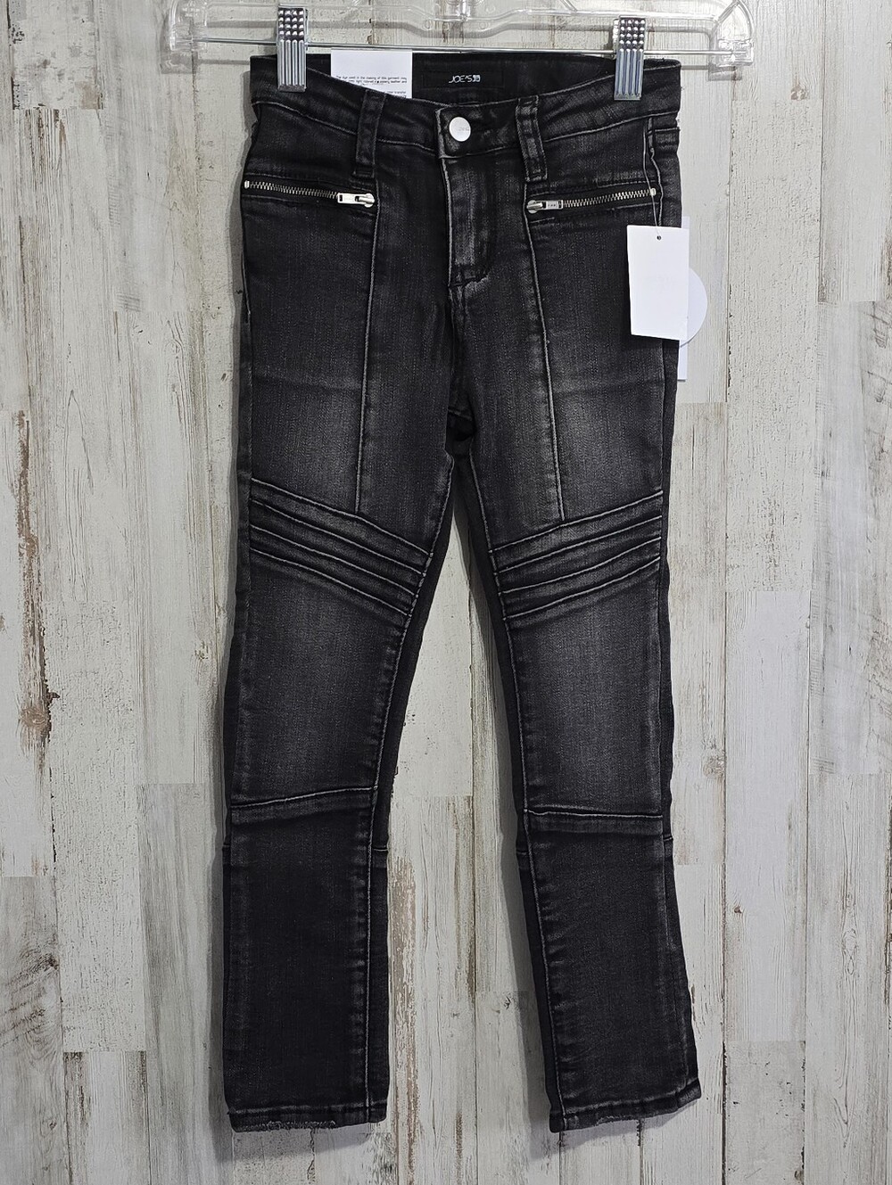 Joe's Jeans Black Moto Mid Rise Skinny Jeans With Zipper Accents Girl's Size 6X